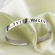 Personalised Roman Numeral Date Cuff Bracelet Sterling Silver