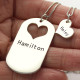 Couples Name Dog Tag Necklace Set with Cut Out Heart