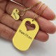 Matching Heart Couples Name Dog Tag Necklaces