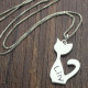 Personalised Cat Name Charm Necklace in Silver