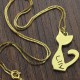 Custom Cat Name Pendant Necklace 18ct Gold Plated Over