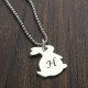 Personalised Rabbit Initial Charm Pendant Sterling Silver