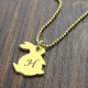 Tiny Rabbit Initial Charm Necklace 18ct Gold Plated