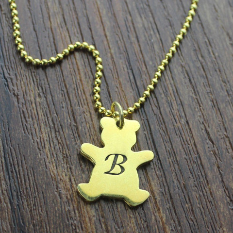 Charm bear clearance initial necklace