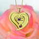 His  Her Birthstone Heart Name Necklace 18ct Gold Plated