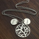 Family Tree Necklace with Custom Name Charm Silver