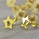 Star Stud Initial Earrings In Gold