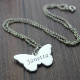 Personalised Charming Butterfly Pendant Name Necklace Silver