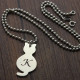 Personalised Tiny Cat Initial Pendant Necklace Silver