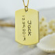 ID Dog Tag Bar Pendant with Name and Birth Date Gold Plated Silver