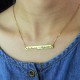 Gold Bar Necklace Engraved Double Name