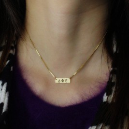 Personalised Greek Letter Sorority Bar Necklace 18ct Gold Plated