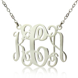 Alexis Bellino Style Monogram Necklace Solid White Gold 18ct