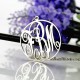 Personalised 18ct White Gold Plated Vine Font Circle Initial Monogram Necklace