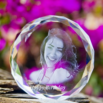 Circle Laced Shape Crystal With 2D/3D Photo Engraved