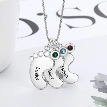 Baby Feet Charm Necklace for Mom