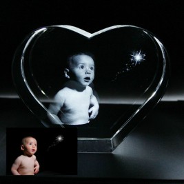 Heart Shape Crystal With 2D/3D Photo Engraved
