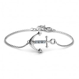 Personalised Anchor Bracelet with Three Stones