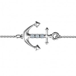 Personalised Anchor Bracelet with Three Stones