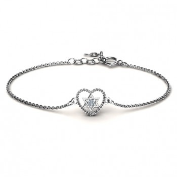 Personalised Chained Heart with Star of David Bracelet