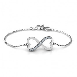 Personalised Double Heart Infinity Bracelet with Accents