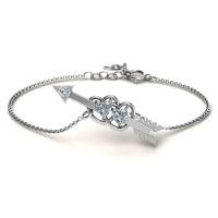 Double Heart with Arrow and Two Heart Stones Promise Bracelet