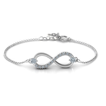 Personalised Double Stone Infinity Accent Bracelet