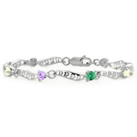 Personalised Embedded Hearts 1-8 Stones Bracelet