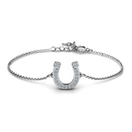 Horseshoe Bracelet with Two Stones and Accents