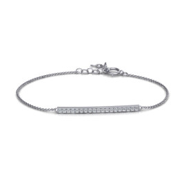 Sterling Silver Beaming Bar Bracelet With Cubic Zirconia Accent Stones