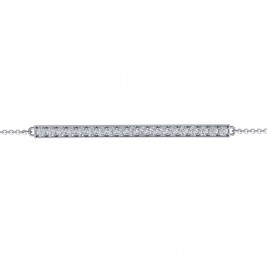 Sterling Silver Beaming Bar Bracelet With Cubic Zirconia Accent Stones