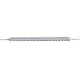 Sterling Silver Beaming Bar Bracelet With Cubic Zirconia Accent Stones