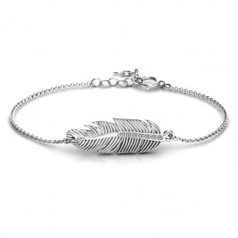 Sterling Silver Feather with Accent Stones Bracelet