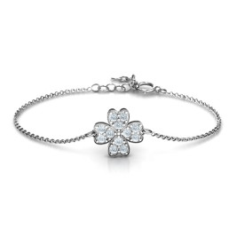 Sterling Silver Four Leaf Heart Clover Bracelet