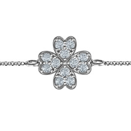 Sterling Silver Four Leaf Heart Clover Bracelet