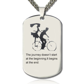 Couple Bicycle Dog Tag Name Necklace