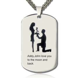 Marriage Proposal Dog Tag Name Necklace