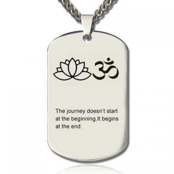 Yoga Theme,Lotus Flower Name Dog Tag Necklace