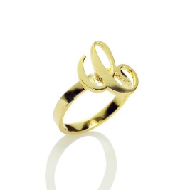 Personalised Carrie Initial Letter Ring 18ct Gold Plated