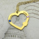 18ct Gold Open Heart Necklace with Double Name  Birthstone