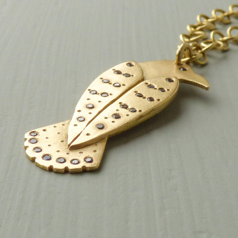 Merla Crow Pendant with 26 Black Diamonds Merla crow pendant with black diamonds