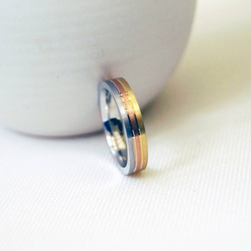 18ct gold striped wedding ring product view