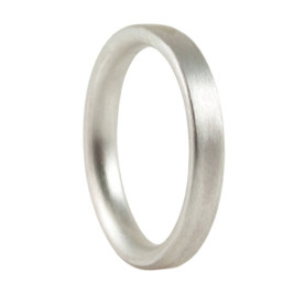 3mm Brushed Matte Flat Court Silver Wedding Ring