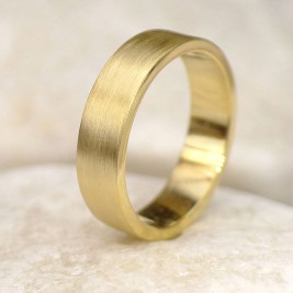 Mens 18ct Gold Wedding Ring, Spun Silk Finish
