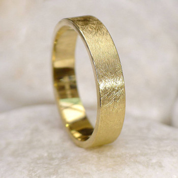 Mens Wedding Ring In 18ct Gold, Urban Finish