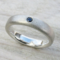 Mens Handmade Black Diamond Silver Ring