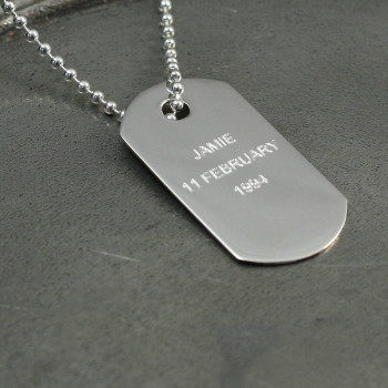 Personalised Silver Dog Tag Pendant