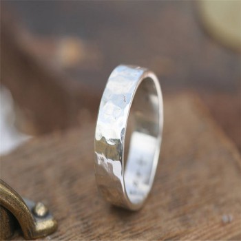 Hammered Personalised Silver Ring