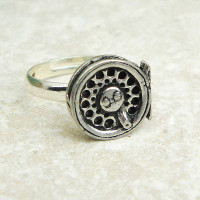 Fly Fishing Reel Ring Antiqued Pewter