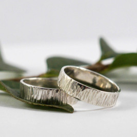 Bark Effect Rings In 18ct White Gold